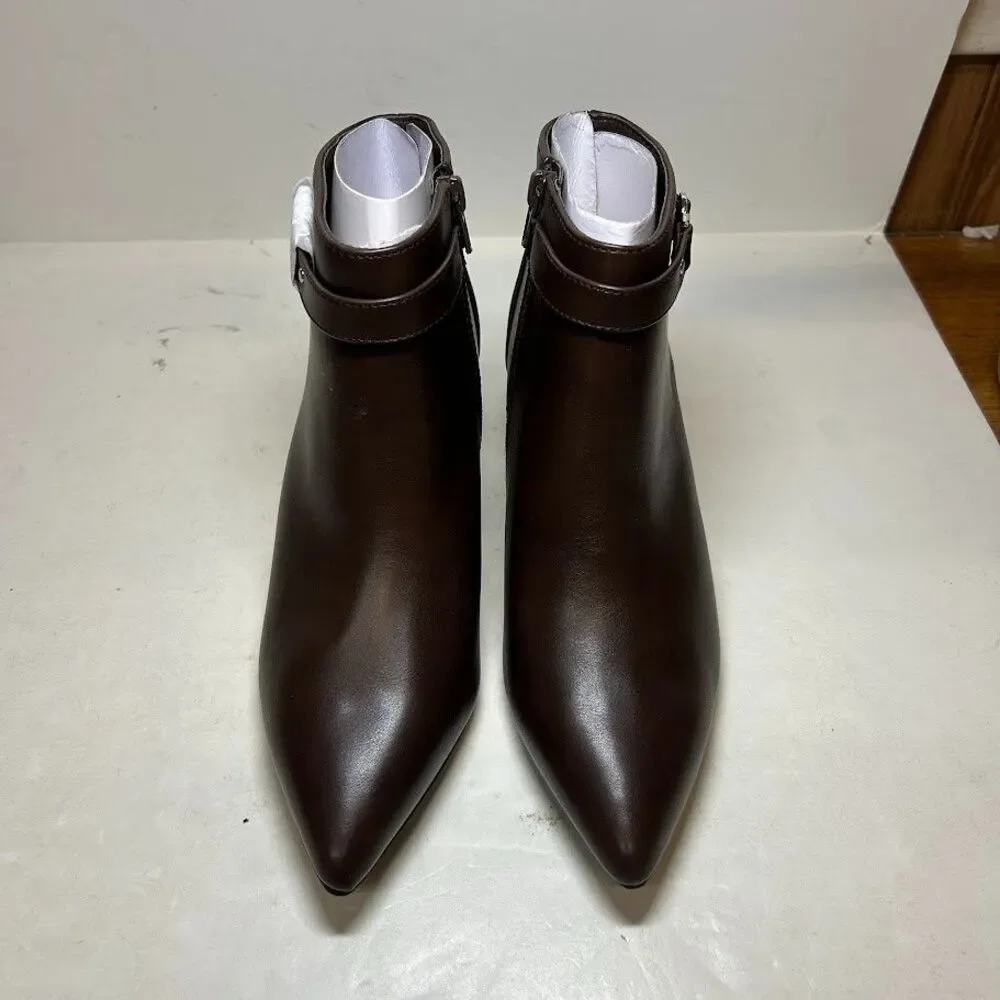 Charter Club Womens 8 M Brown Faux Leather Ulyssa Zip Up Booties NIB RZ3